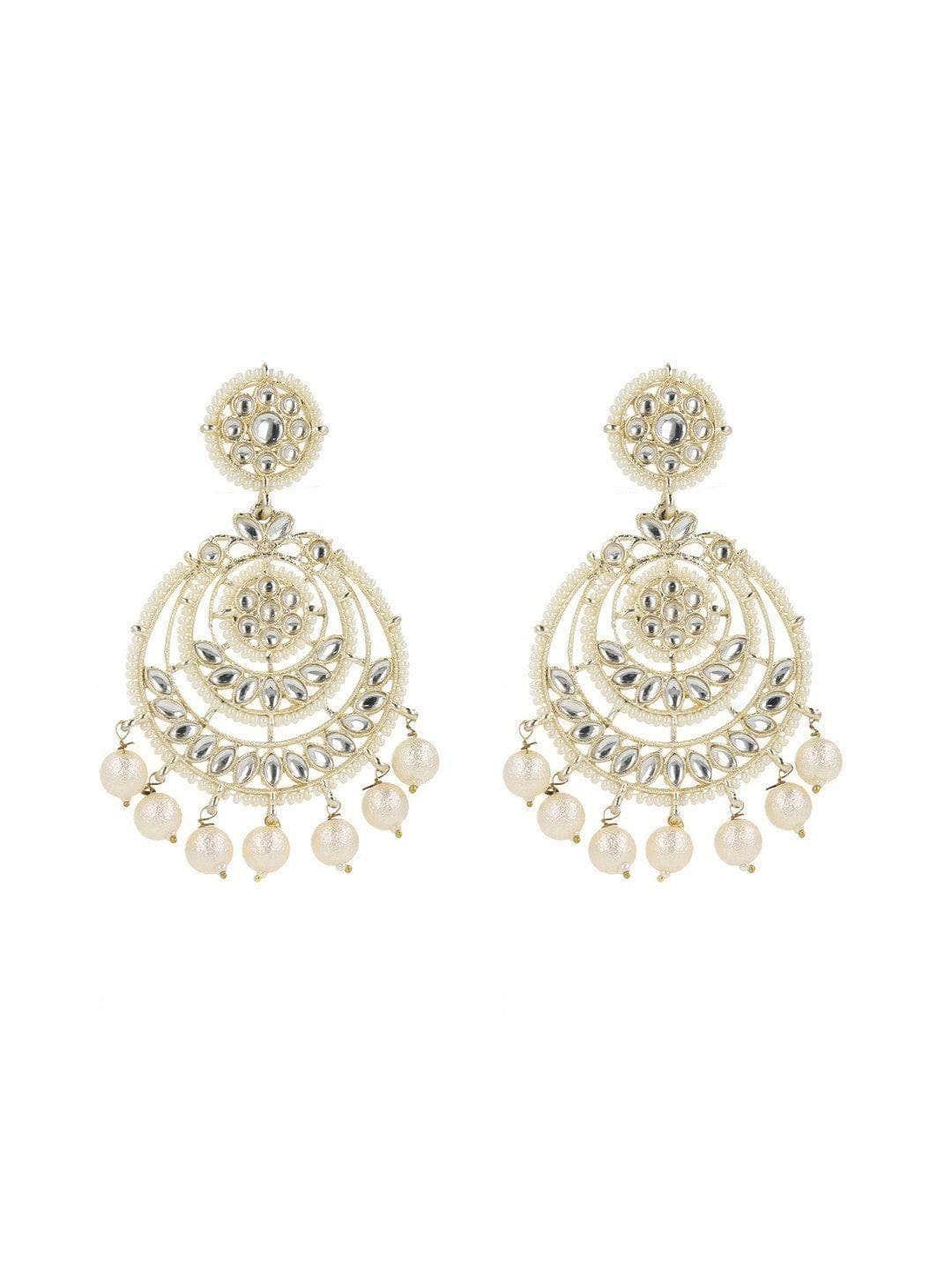 Ishhaara Kundan Chandbali Earrings With Pearls