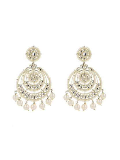 Ishhaara Kundan Chandbali Earrings With Pearls