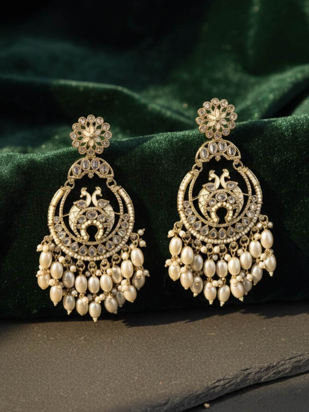 Ishhaara Kundan Chandbalis With Beadwork