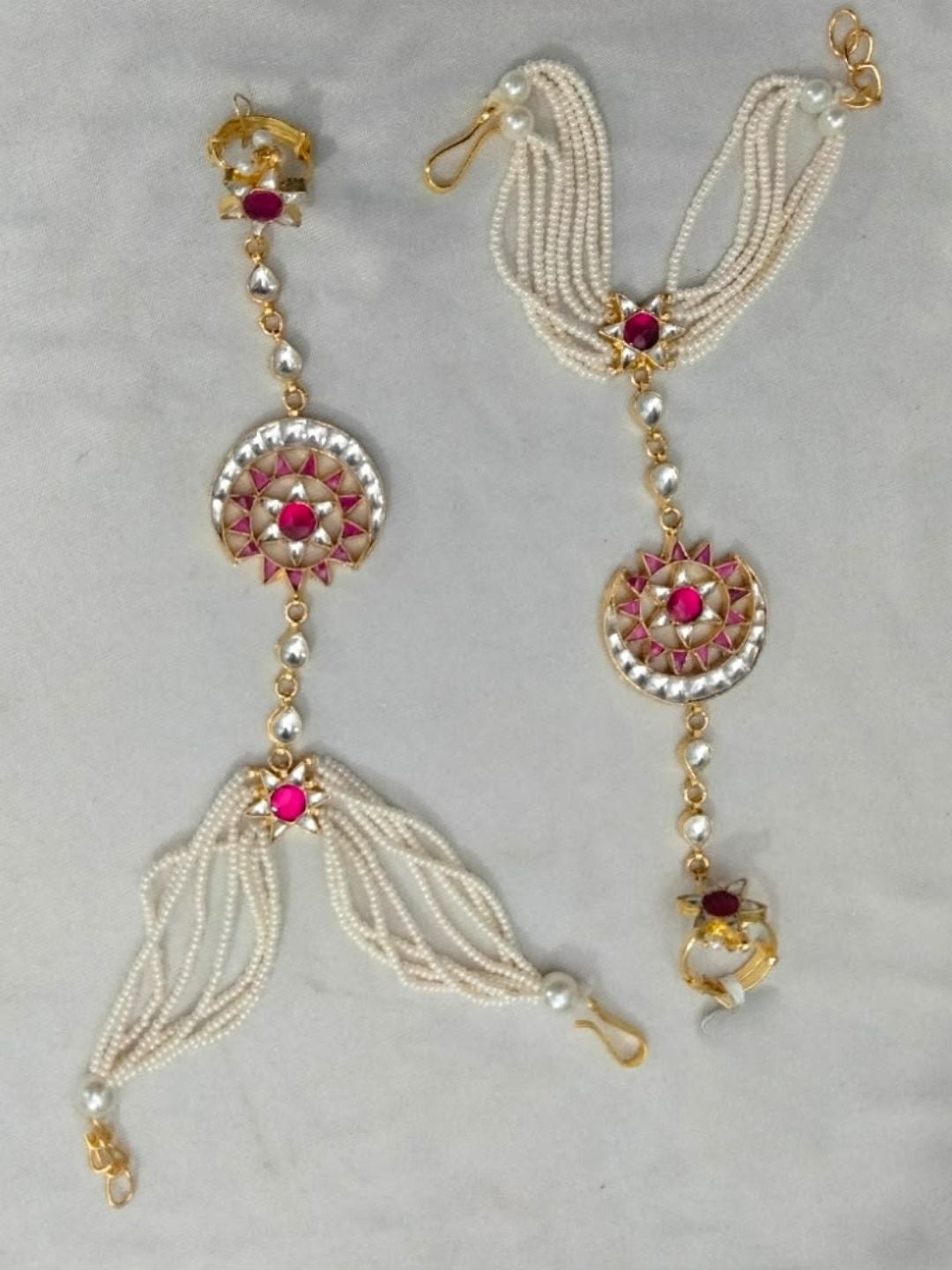 Ishhaara Kundan Embellished Pearl Hathphool — handcrafted Indian jewellery