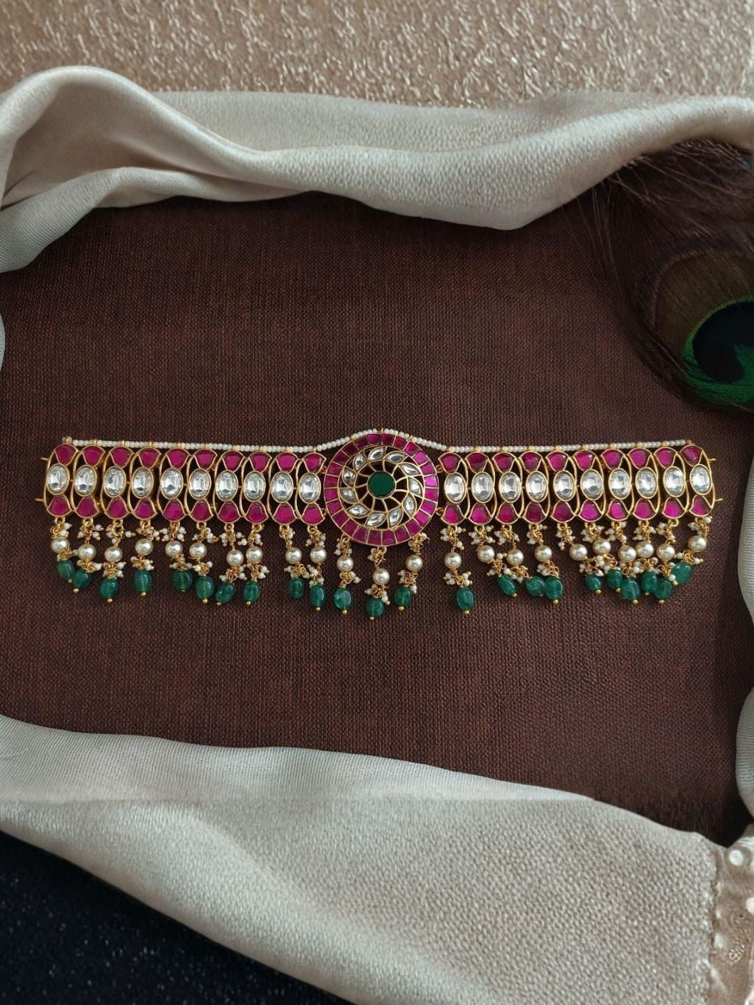 the brand Kundan Emerald Choker Necklace — handcrafted Indian jewellery