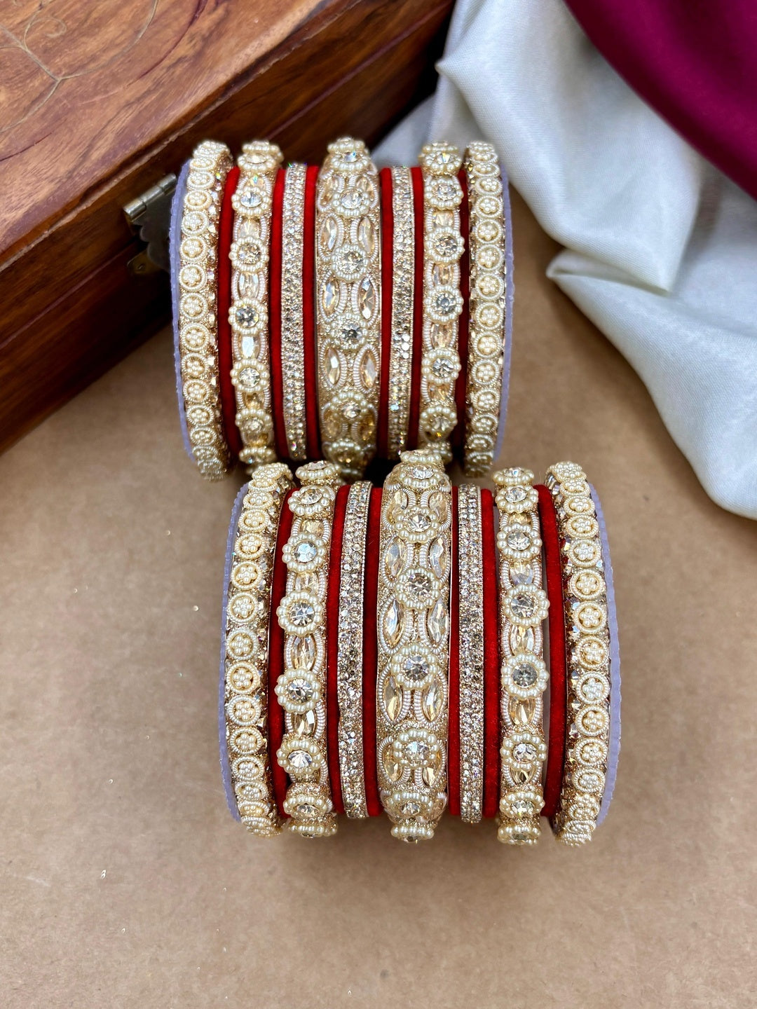 the brand Kundan Emerald Green Bangle Set — handcrafted Indian jewellery - view 13