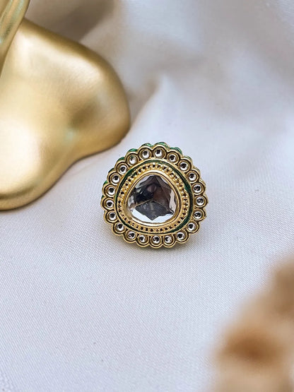 Ishhaara Kundan Enamel Ring
