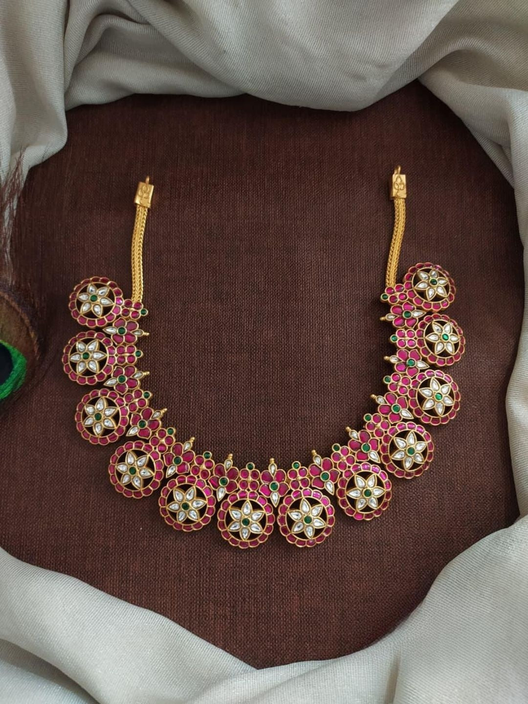 the brand Kundan Polki Choker Necklace Set — handcrafted Indian jewellery
