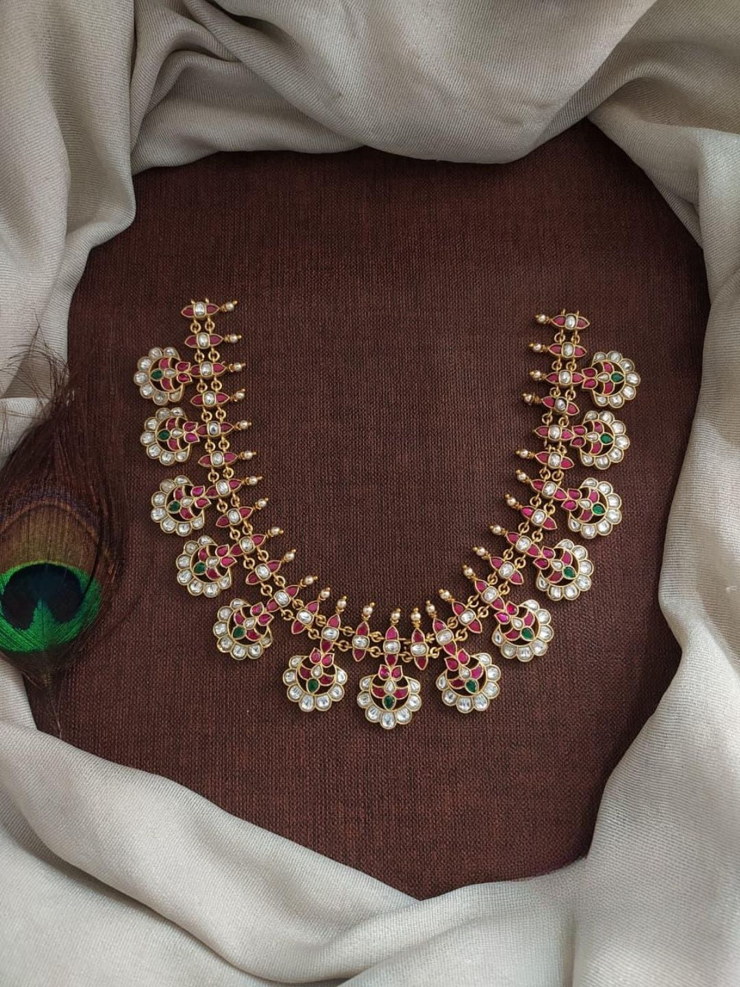 the brand Kundan Floral Choker Necklace Set — handcrafted Indian jewellery