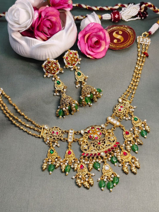 Ishhaara Kundan Heritage Gold Necklace Set
