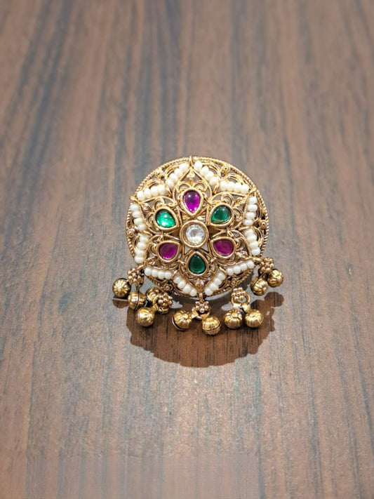 Ishhaara Kundan Jadau Flower Cut Work Ring