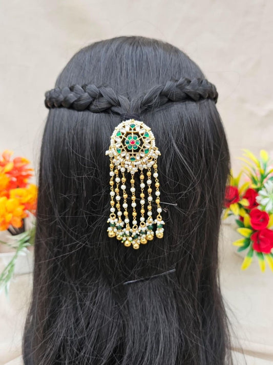 the brand Kundan Embellished Juda Pin with Beads — handcrafted Indian jewellery
