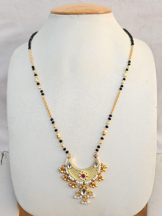 Ishhaara Kundan Latkan Pendant Mangalsutra Necklace - handcrafted Indian jewellery