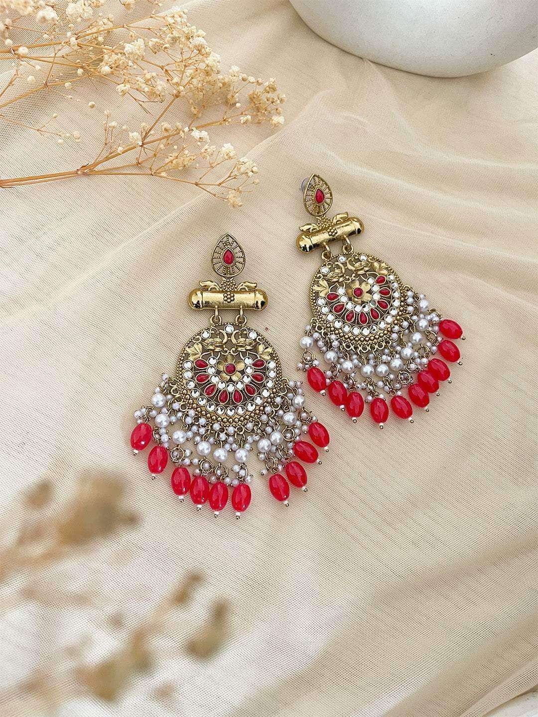 Ishhaara Kundan Long Designer Chandbali Earrings