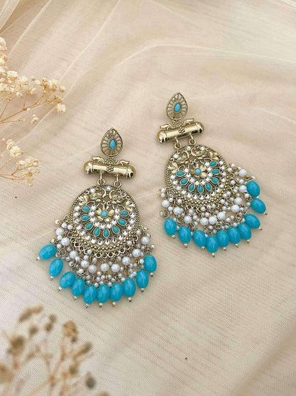 Ishhaara Kundan Long Designer Chandbali Earrings