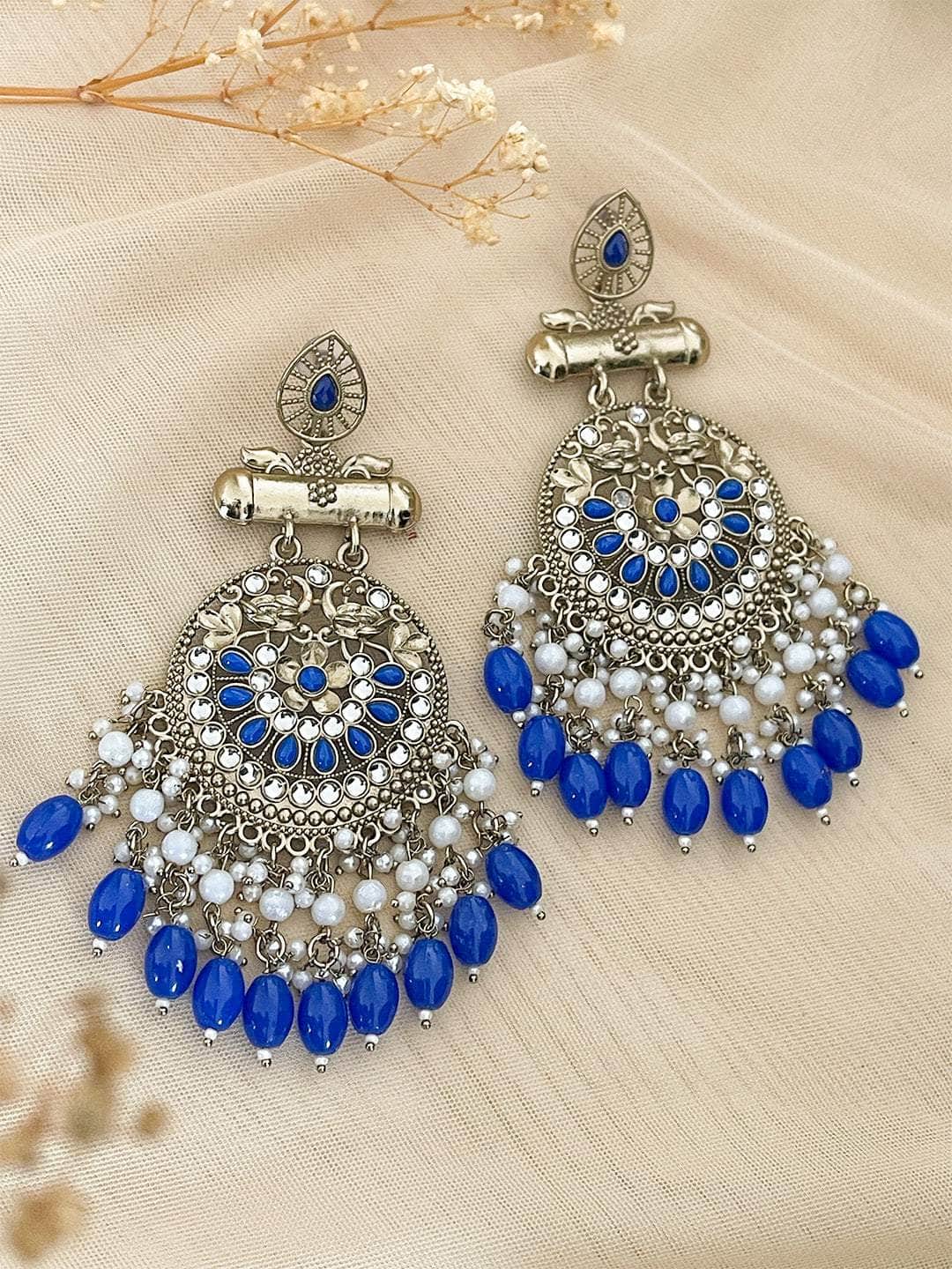 Ishhaara Kundan Long Designer Chandbali Earrings