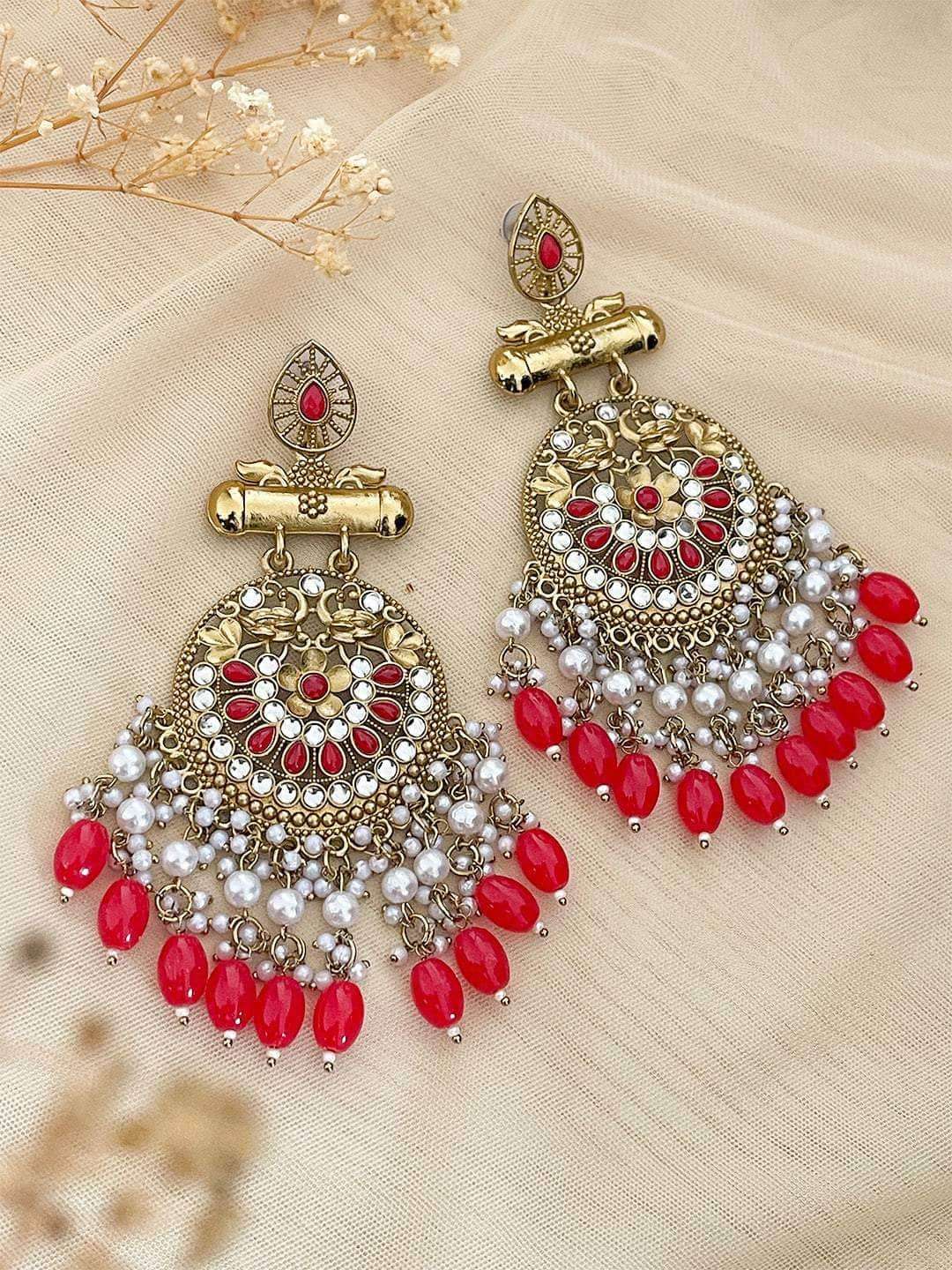 Ishhaara Kundan Long Designer Chandbali Earrings