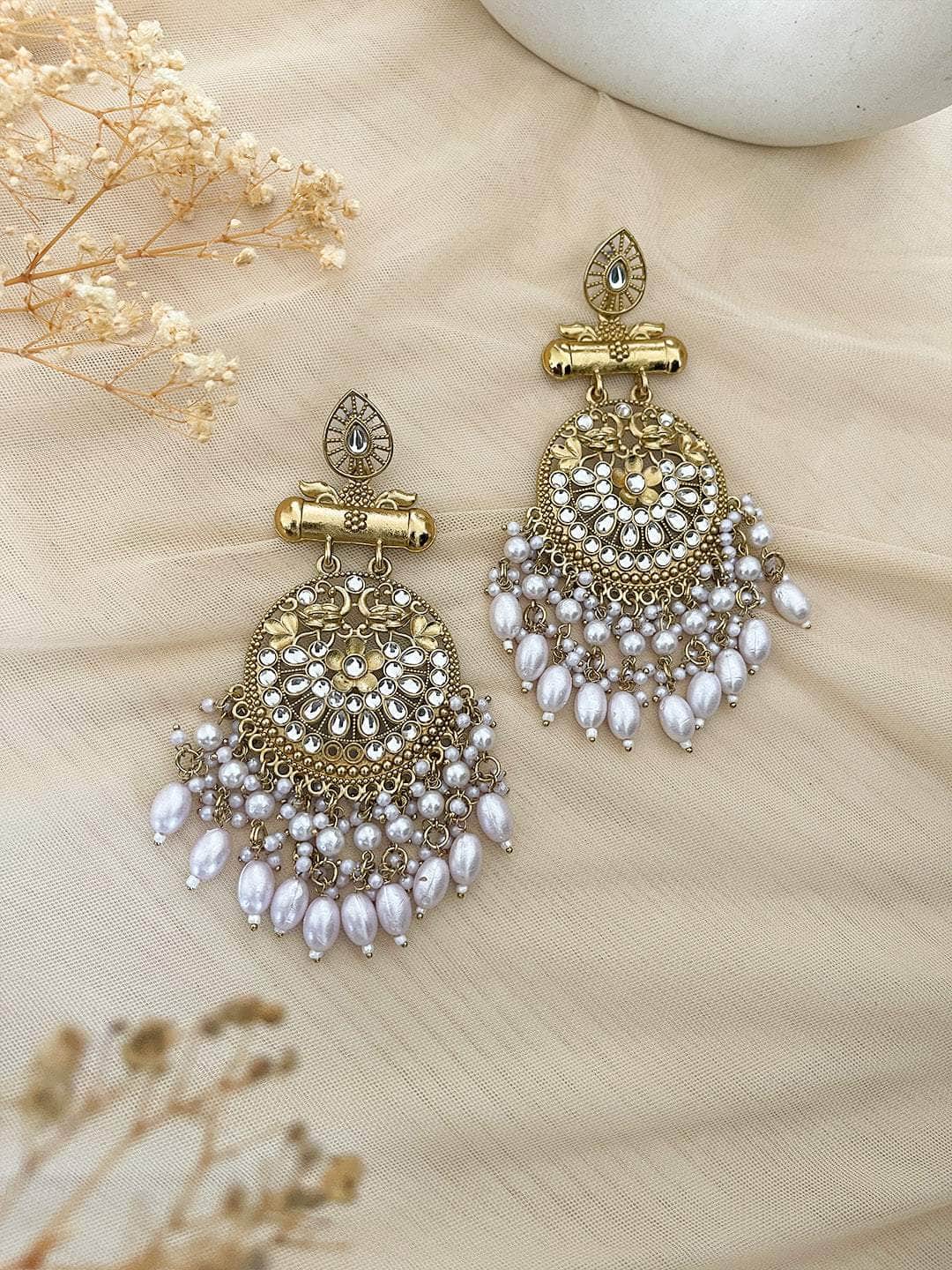 Ishhaara Kundan Long Designer Chandbali Earrings