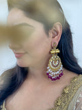 Ishhaara Kundan Long Designer Chandbali Earrings