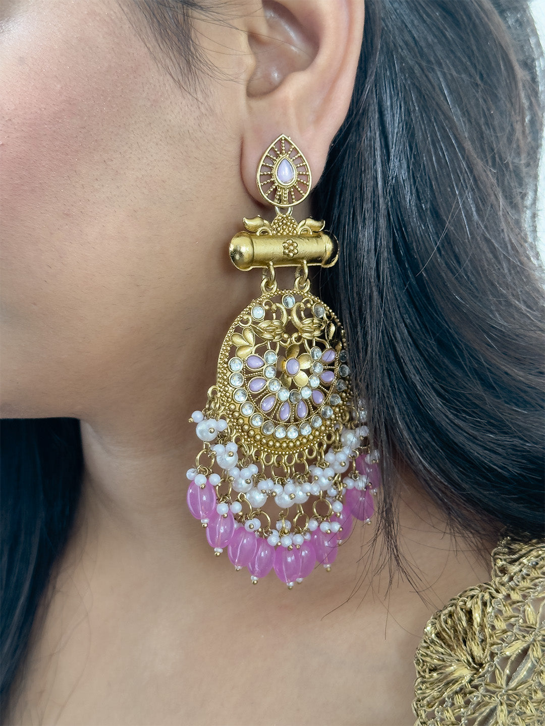 Ishhaara Kundan Long Designer Chandbali Earrings