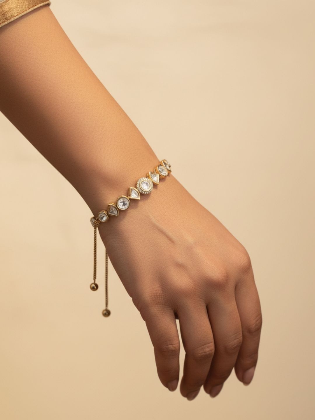 Ishhaara Kundan Meenakari Adjustable Bracelet