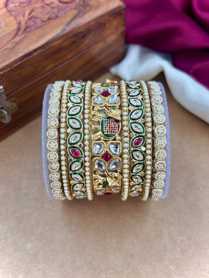 Ishhaara Kundan Meenakari Bangle Set — handcrafted Indian jewellery - view 2