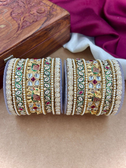 Ishhaara Kundan Meenakari Bangle Set — handcrafted Indian jewellery - view 3
