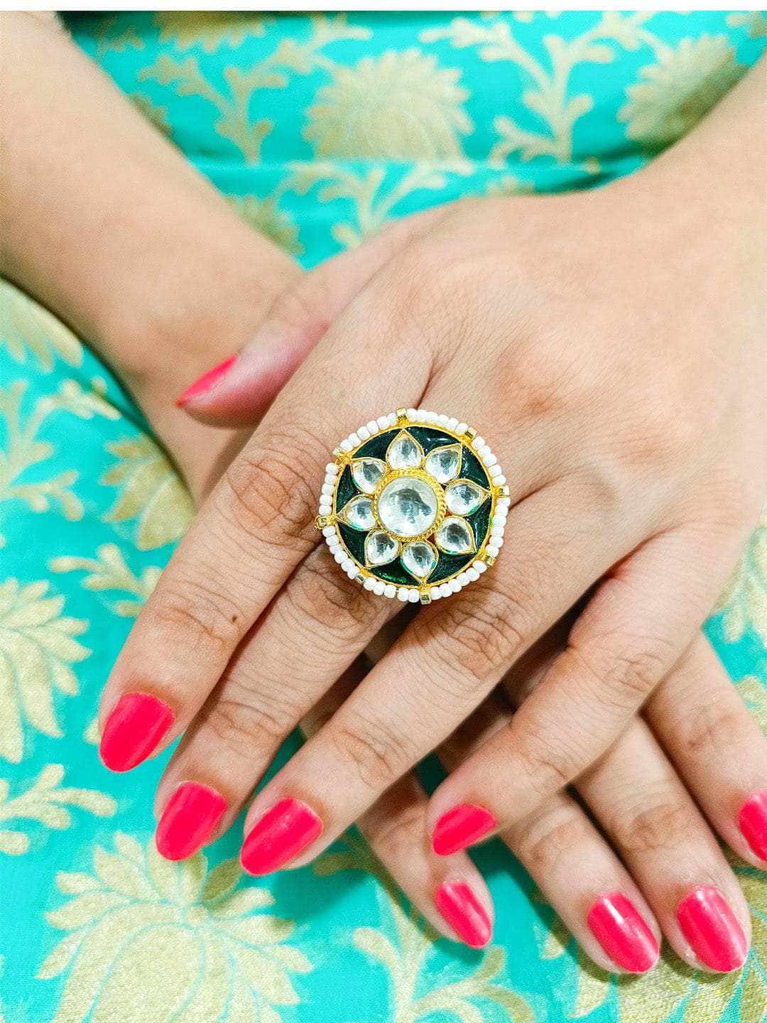 Ishhaara Kundan Meenakari Finger Ring