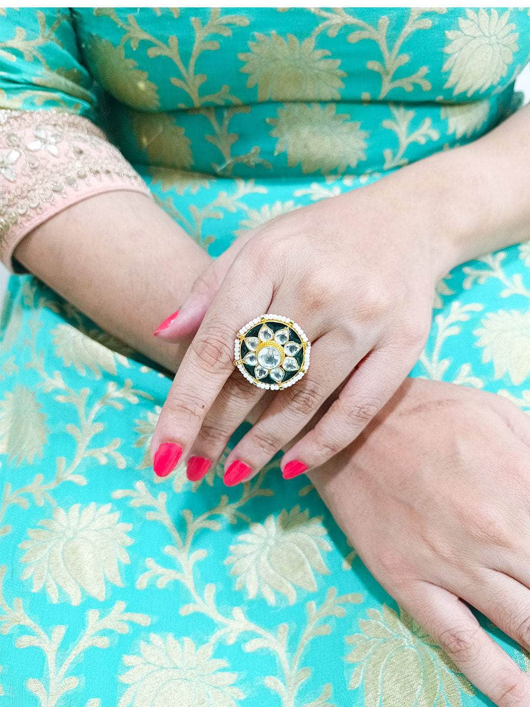 Ishhaara Kundan Meenakari Finger Ring