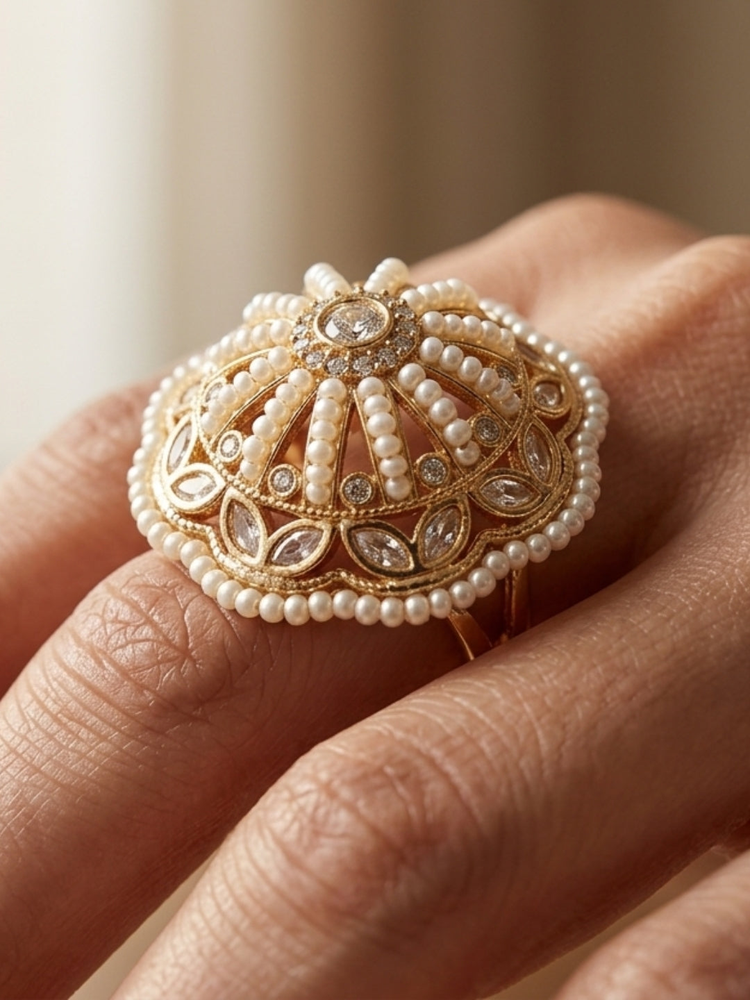 Ishhaara Kundan Moti Ring