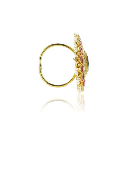 Ishhaara Kundan Multi Color Sun Flower Ring
