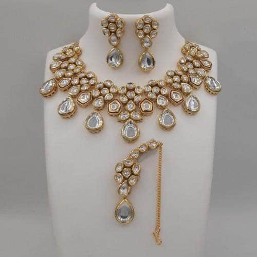 Ishhaara Kundan Multi Drop Hanging Necklace Set