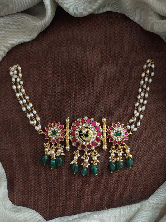 the brand Kundan Peacock Choker Necklace Set — handcrafted Indian jewellery