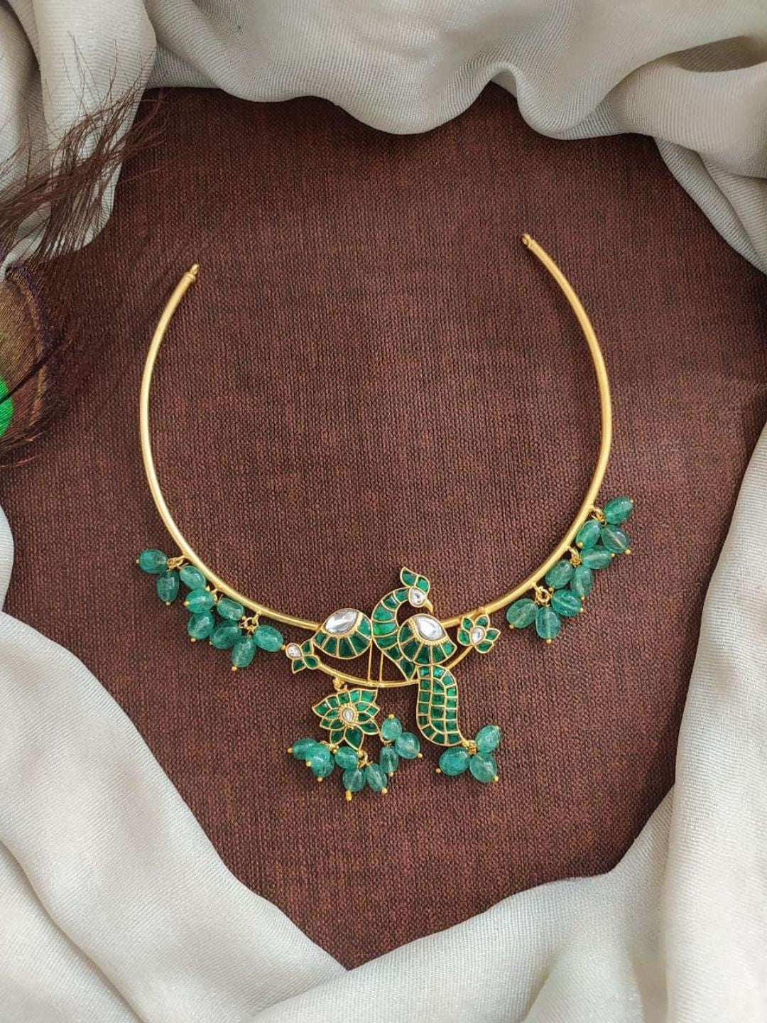 the brand Kundan Peacock Choker Necklace — handcrafted Indian jewellery
