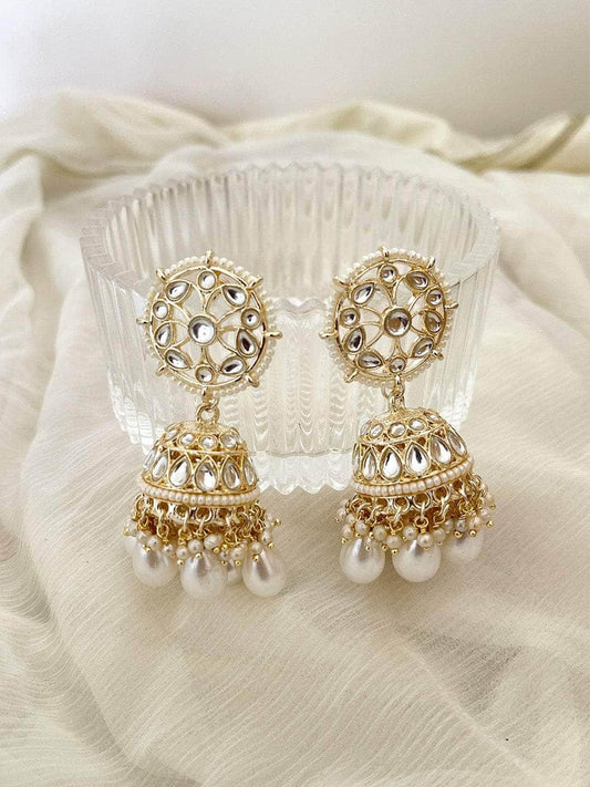 Ishhaara Kundan Pearl Beaded Jhumka