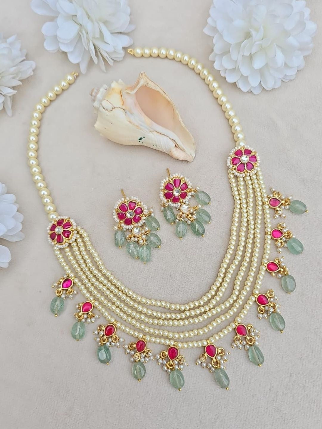 Ishhaara Kundan Pearl Drop Choker Set - handcrafted Indian jewellery