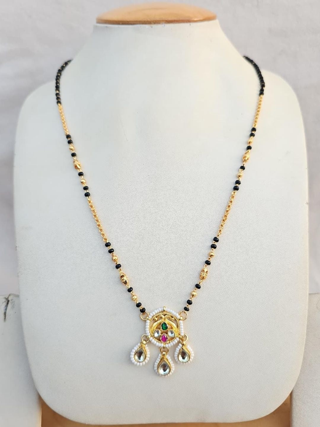 Ishhaara Kundan Pearl Drop Pendant Mangalsutra Necklace - handcrafted Indian jewellery