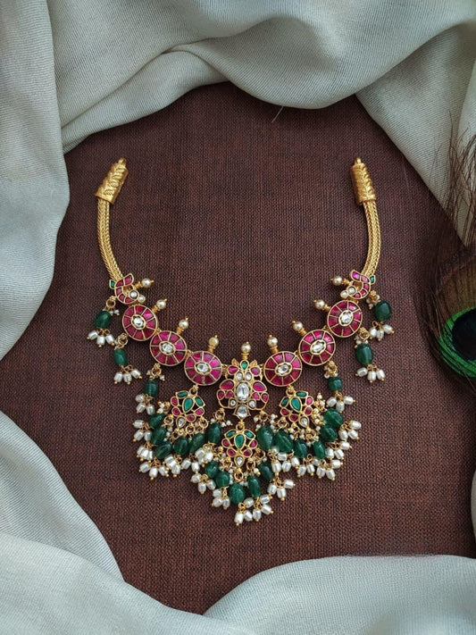 Ishhaara Kundan Pearl Hasli Necklace - handcrafted Indian jewellery