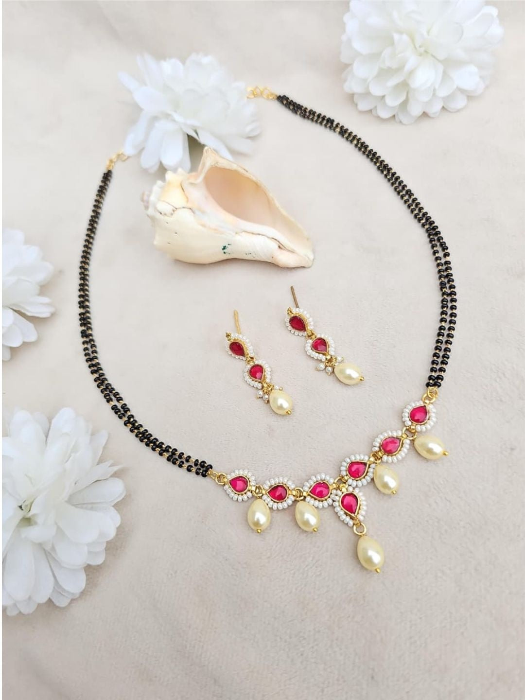 Ishhaara Kundan Pearl Mangalsutra Set - handcrafted Indian jewellery