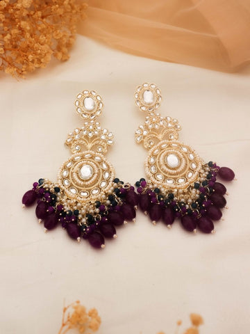 Ishhaara Kundan Polki And Pearl Drop Chandbaali Earrings