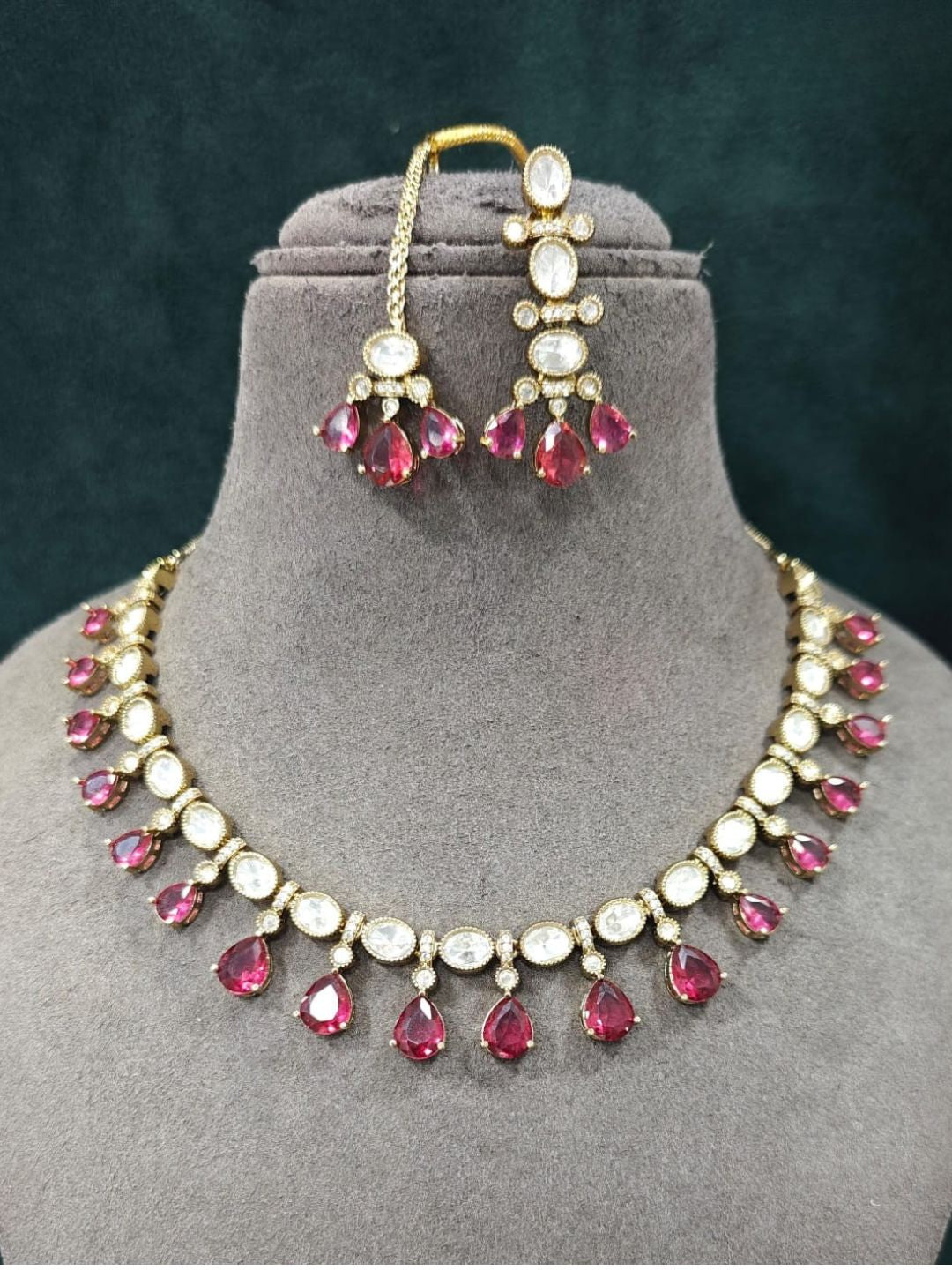 Ishhaara Kundan Polki And Ruby Necklace Set