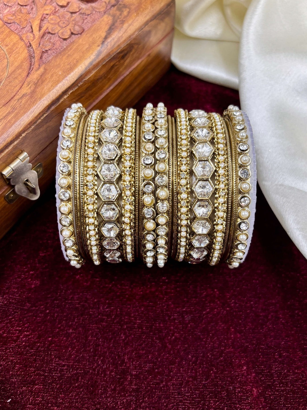 Ishhaara Kundan Polki Bangle Set — handcrafted Indian jewellery - view 2