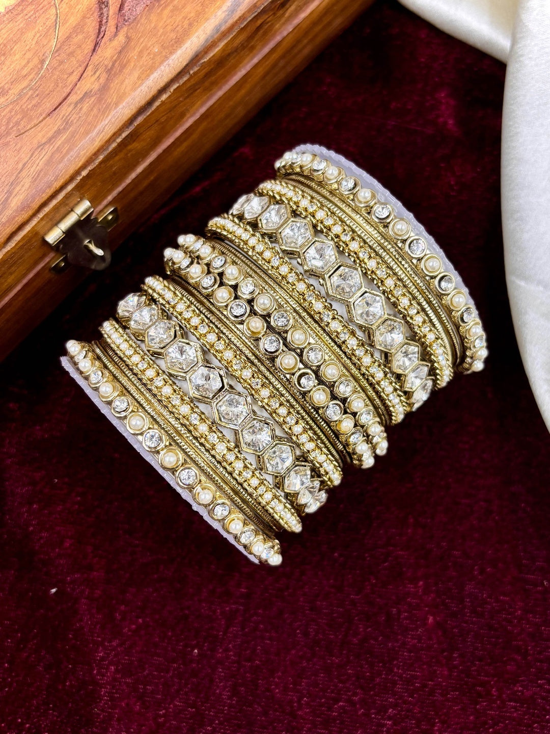 Ishhaara Kundan Polki Bangle Set — handcrafted Indian jewellery - view 3
