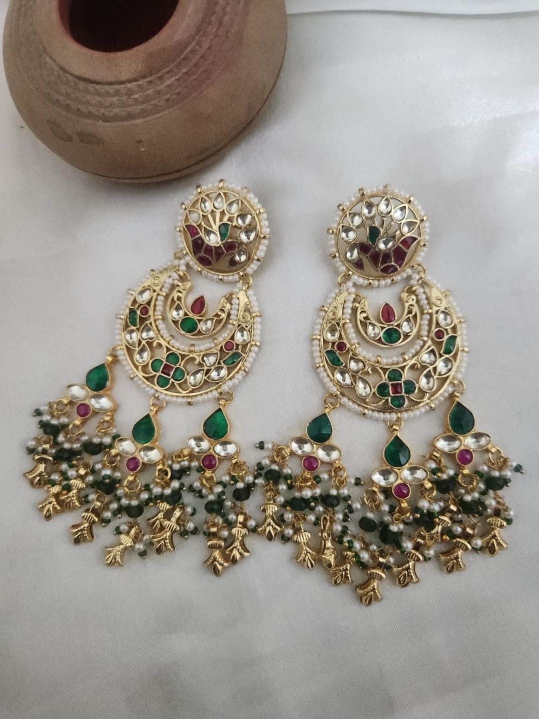 Ishhaara Kundan Polki Chandbali Earrings