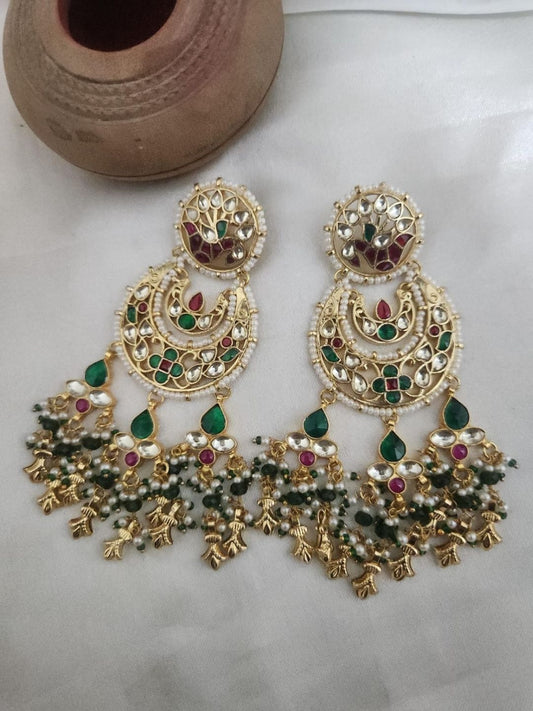 Ishhaara Kundan Polki Chandbali Earrings