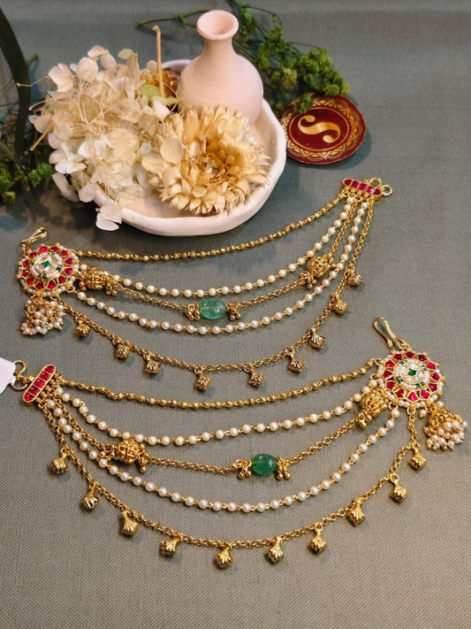 Ishhaara Kundan Polki Ear Chains