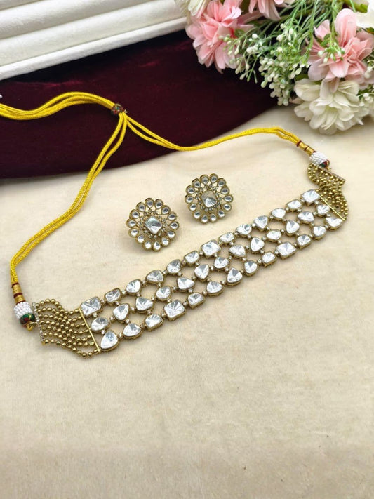 Ishhaara Kundan Polki Handcrafted Choker Necklace Set