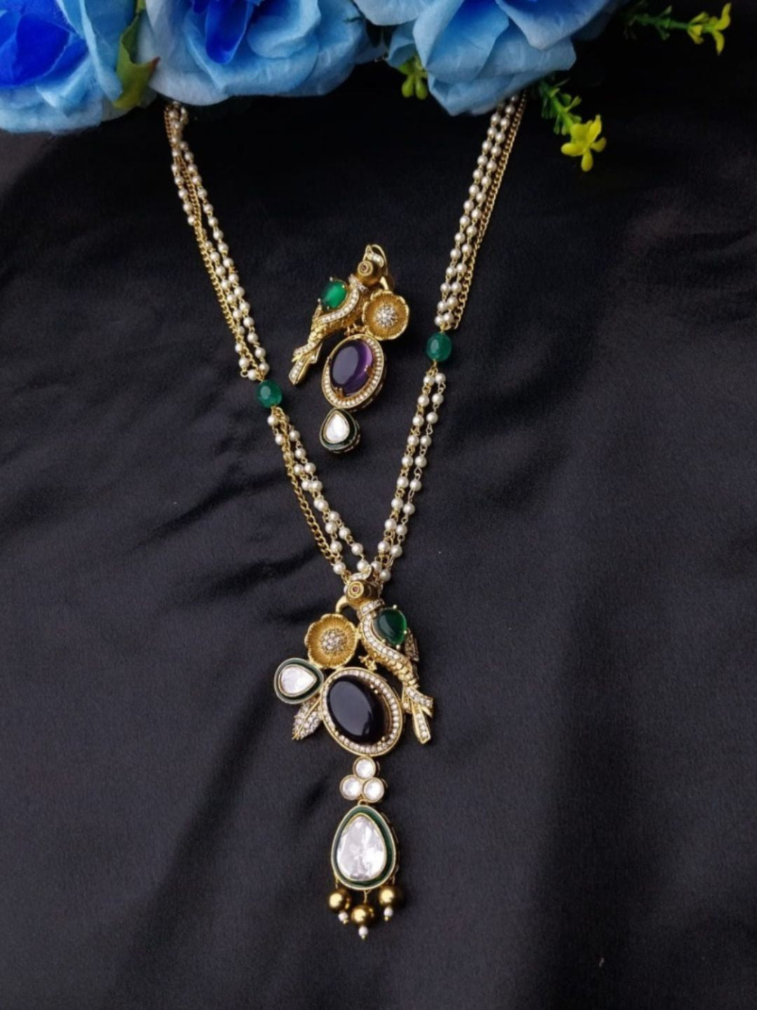 Ishhaara Kundan Polki Long Necklace Set