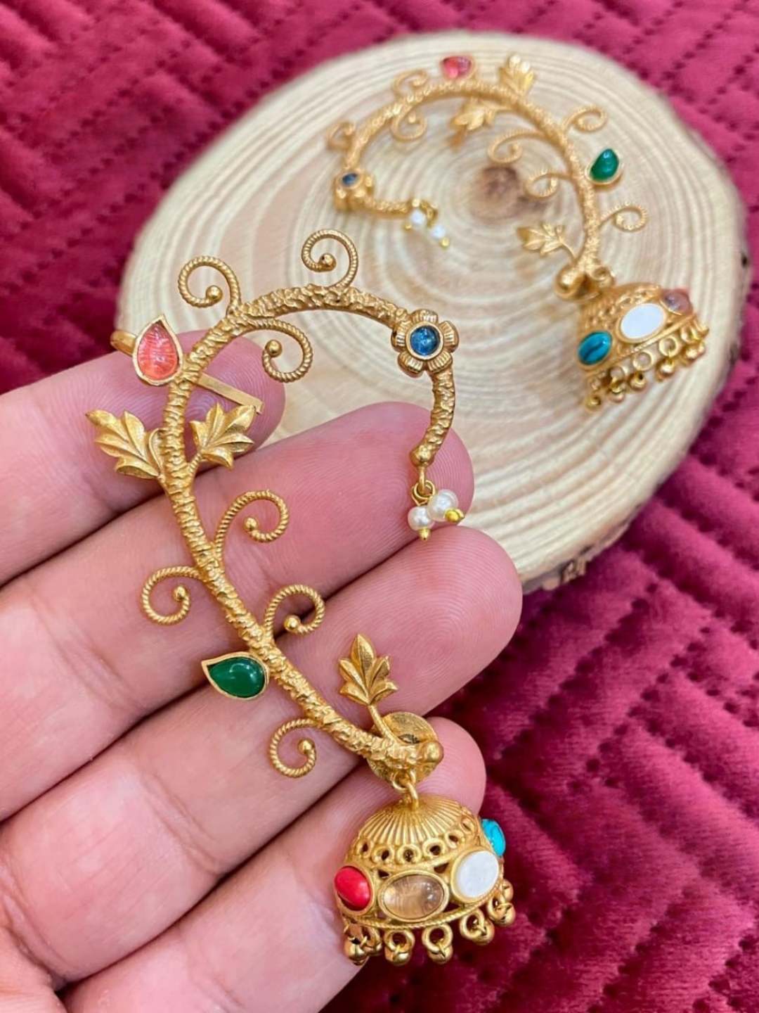 Ishhaara Kundan Polki Studded Earcuff Earrings