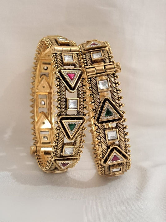 Ishhaara Kundan Polki Temple Bangles