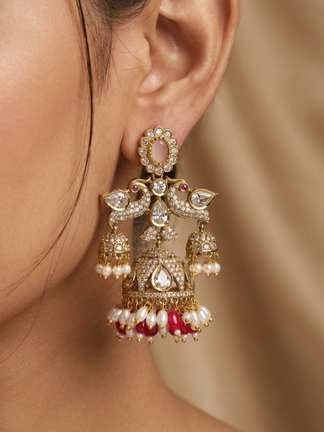 Ishhaara Kundan Polki Temple Dangler Earrings