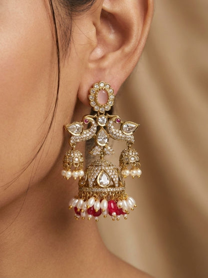 Ishhaara Kundan Polki Temple Dangler Earrings