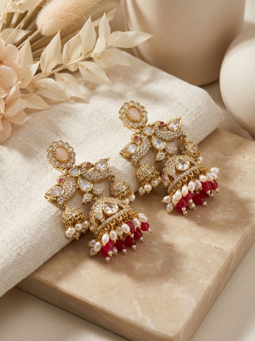 Ishhaara Kundan Polki Temple Dangler Earrings