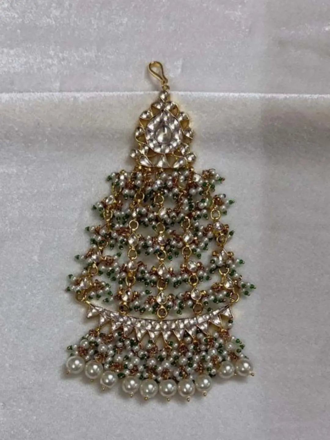 Ishhaara Kundan Polki With Green Beads Drop Pasa